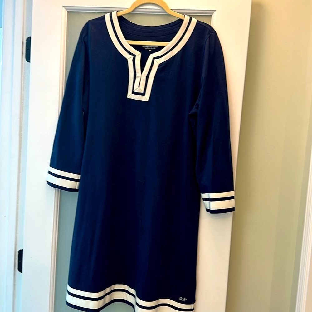 Vineyard Vine cotton tunic dress in classic navy, size XL